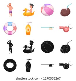 Vector illustration of pool and swimming logo. Set of pool and activity vector icon for stock.