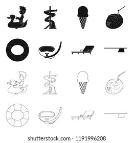 Vector illustration of pool and swimming logo. Set of pool and activity stock symbol for web.