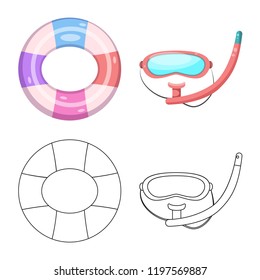 Vector illustration of pool and swimming logo. Set of pool and activity stock vector illustration.