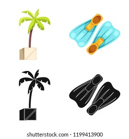 Vector illustration of pool and swimming logo. Set of pool and activity stock symbol for web.