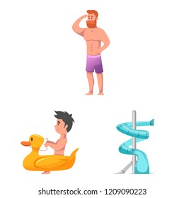Vector illustration of pool and swimming logo. Collection of pool and activity stock vector illustration.