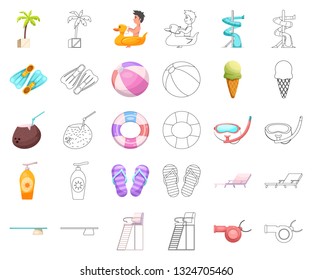 Vector illustration of pool and swimming logo. Collection of pool and activity vector icon for stock.