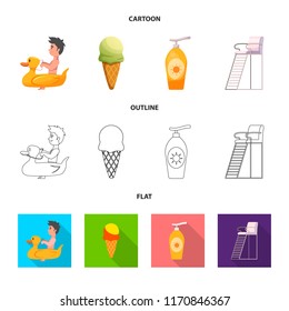 Vector illustration of pool and swimming sign. Collection of pool and activity vector icon for stock.