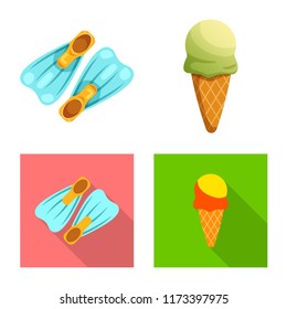 Vector illustration of pool and swimming sign. Collection of pool and activity stock symbol for web.