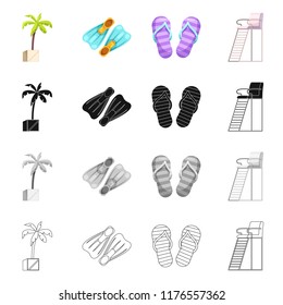 Vector illustration of pool and swimming sign. Set of pool and activity vector icon for stock.