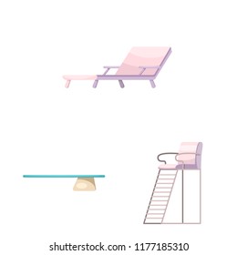 Vector illustration of pool and swimming sign. Set of pool and activity vector icon for stock.
