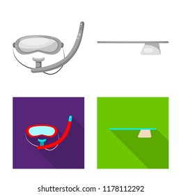 Vector illustration of pool and swimming sign. Collection of pool and activity stock symbol for web.