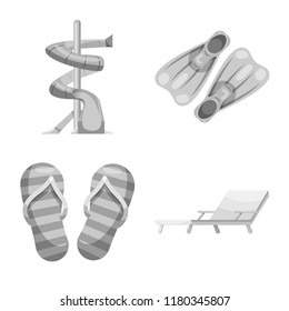Vector illustration of pool and swimming sign. Set of pool and activity vector icon for stock.