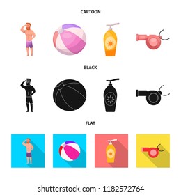 Vector illustration of pool and swimming sign. Set of pool and activity stock vector illustration.