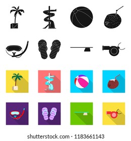 Vector illustration of pool and swimming sign. Set of pool and activity stock vector illustration.