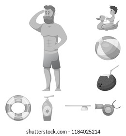 Vector illustration of pool and swimming sign. Collection of pool and activity stock symbol for web.