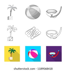 Vector illustration of pool and swimming sign. Set of pool and activity stock symbol for web.