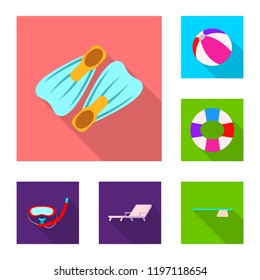 Vector illustration of pool and swimming sign. Set of pool and activity stock symbol for web.