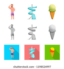 Vector illustration of pool and swimming sign. Collection of pool and activity vector icon for stock.