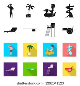 Vector illustration of pool and swimming sign. Collection of pool and activity stock symbol for web.