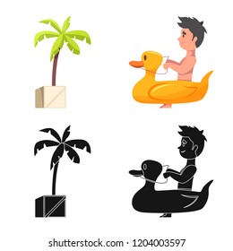 Vector illustration of pool and swimming sign. Collection of pool and activity vector icon for stock.