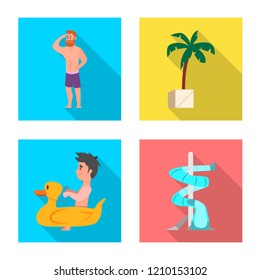 Vector illustration of pool and swimming sign. Collection of pool and activity stock vector illustration.