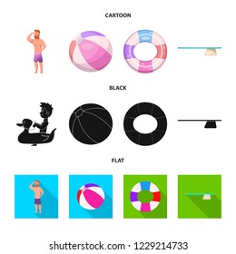 Vector illustration of pool and swimming sign. Collection of pool and activity stock vector illustration.