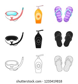 Vector illustration of pool and swimming sign. Set of pool and activity stock symbol for web.