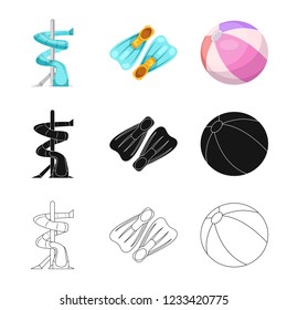 Vector illustration of pool and swimming sign. Collection of pool and activity stock symbol for web.