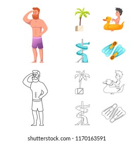 Vector illustration of pool and swimming symbol. Collection of pool and activity vector icon for stock.