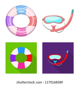 Vector illustration of pool and swimming symbol. Set of pool and activity vector icon for stock.