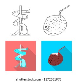 Vector illustration of pool and swimming symbol. Set of pool and activity vector icon for stock.
