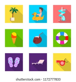 Vector illustration of pool and swimming symbol. Set of pool and activity vector icon for stock.