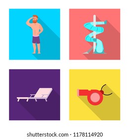 Vector illustration of pool and swimming symbol. Collection of pool and activity vector icon for stock.