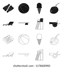 Vector illustration of pool and swimming symbol. Collection of pool and activity stock vector illustration.