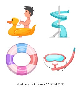 Vector illustration of pool and swimming symbol. Collection of pool and activity vector icon for stock.