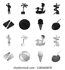 Vector illustration of pool and swimming symbol. Collection of pool and activity stock symbol for web.