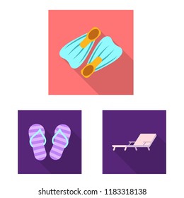 Vector illustration of pool and swimming symbol. Set of pool and activity vector icon for stock.