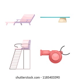 Vector illustration of pool and swimming symbol. Set of pool and activity vector icon for stock.