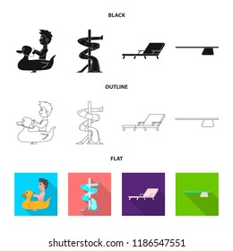Vector illustration of pool and swimming symbol. Collection of pool and activity stock vector illustration.