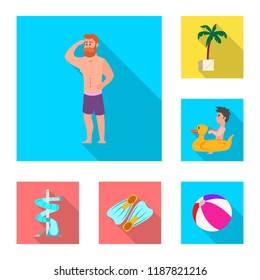 Vector illustration of pool and swimming symbol. Set of pool and activity stock symbol for web.