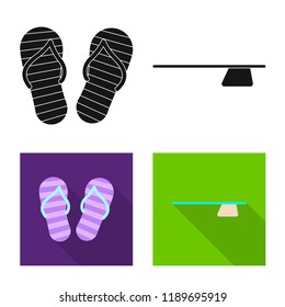 Vector illustration of pool and swimming symbol. Set of pool and activity stock symbol for web.