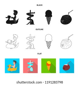 Vector illustration of pool and swimming symbol. Collection of pool and activity stock vector illustration.