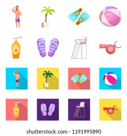 Vector illustration of pool and swimming symbol. Collection of pool and activity stock vector illustration.