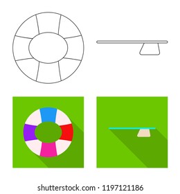 Vector illustration of pool and swimming symbol. Set of pool and activity vector icon for stock.
