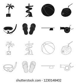 Vector illustration of pool and swimming symbol. Collection of pool and activity stock vector illustration.