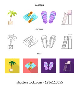 Vector illustration of pool and swimming symbol. Set of pool and activity vector icon for stock.