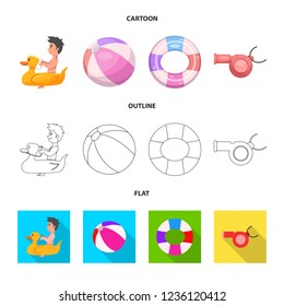 Vector illustration of pool and swimming symbol. Collection of pool and activity stock vector illustration.