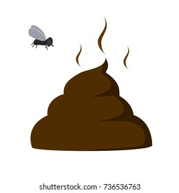 vector illustration of a poop with a fly over it