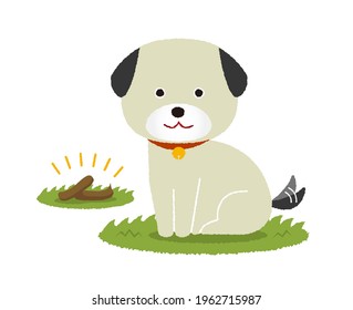 Vector illustration of a pooping dog (clean up after your dog)