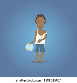 A vector illustration of a poor child.