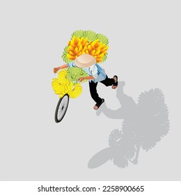 Vector illustration of poor people working hard in minimalistic concept.