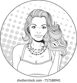 Vector illustration, pop art beautiful girl, on a retro background