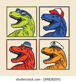 Vector illustration of pop art cartoon dinosaur