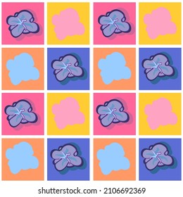 Ilustración vectorial del patrón retro de arte pop con flores. Patrón de textura con colores.